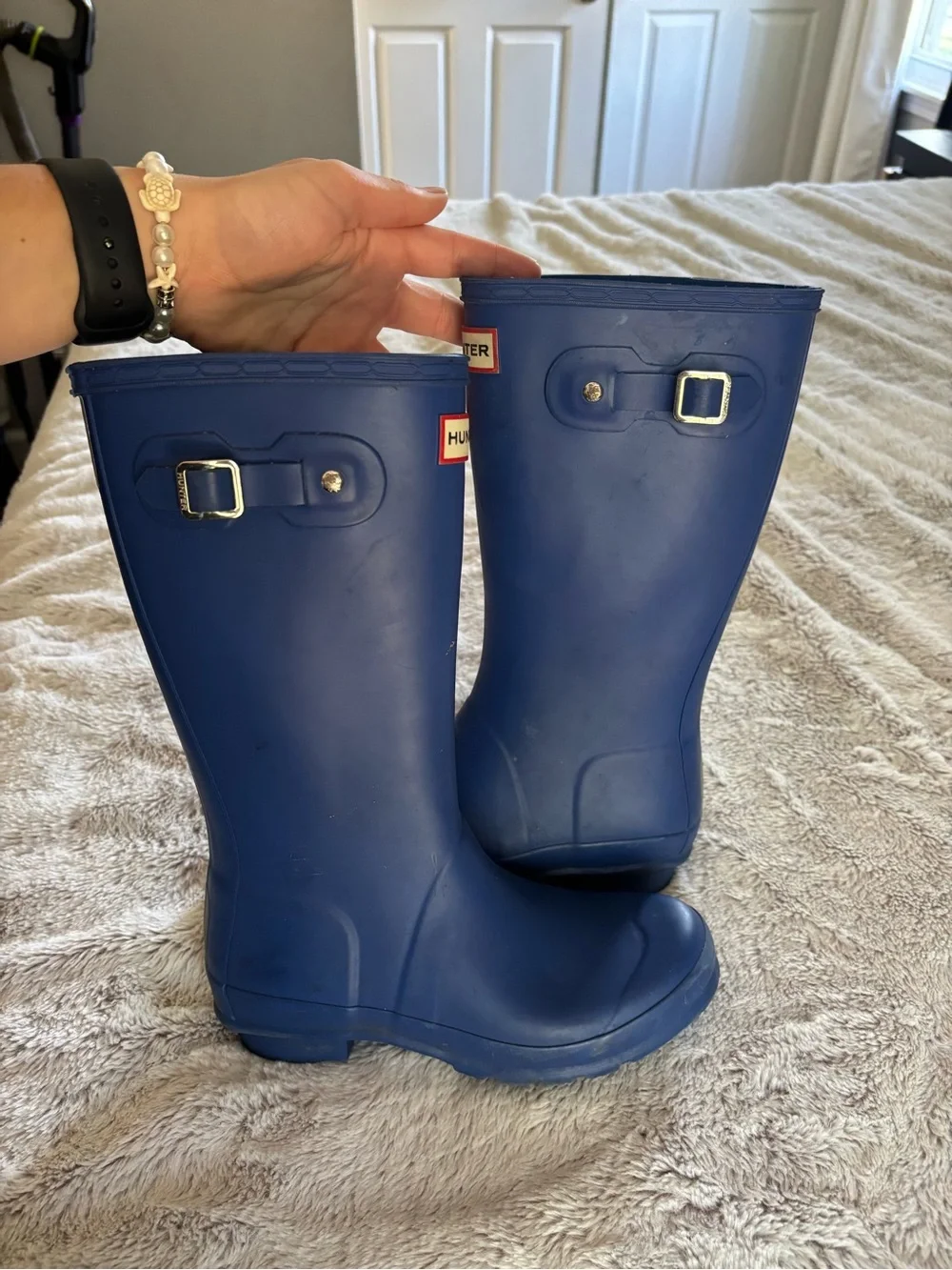 Hunter Royal Blue Rain Boots with Side Buckle